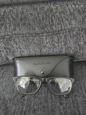 Ralph Lauren Black Frames with Red Trim Anti-Glare/ Transitions Lenses